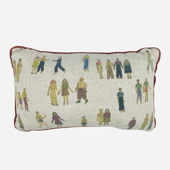 RARE Fishs Eddy Paper Doll Box No 2 Small Size Throw Pillow Todd Oldham Artist - Picture 5 of 7
